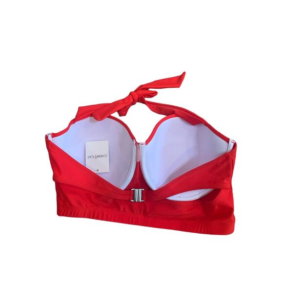 Cherry Cat NWT Fire Engine Red Swim Top Plus Size Underwire Women's 5XL - Picture 2 of 5
